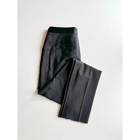NWOT Men's CANALI Black Travel Wool Mohair Satin-Trimmed Tuxedo Pants, Size 46R - Picture 4 of 16